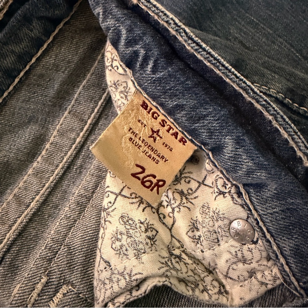 1206 Big Star sweet ultra low rise flare jeans 26R (28x30.5) western rodeo - Picture 6 of 13